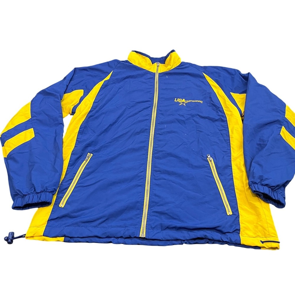 Tonix USA Taekwondo Jacket Mens Medium Blue Yellow Full Zip Windbreaker ST680